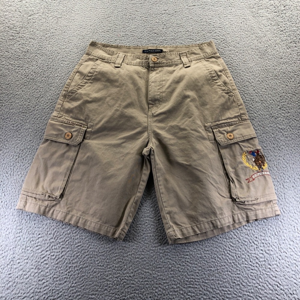 Vintage US Polo Assn Sorts Mens 32 Khaki Cargo Baggy Embroidered Logo Y2k Skater